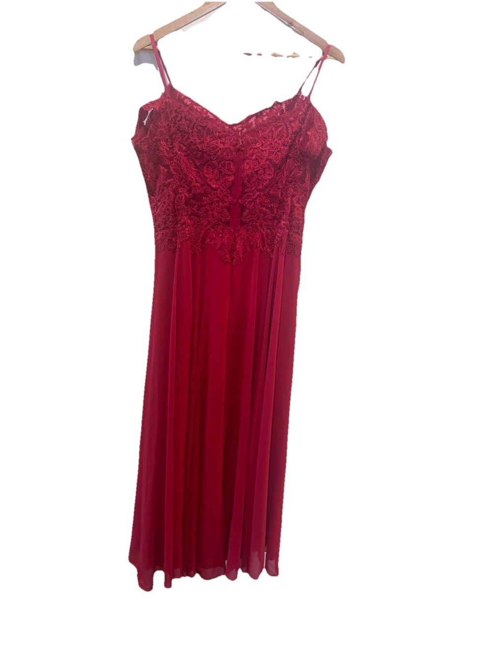 Let's Red Lace Applique Corset Prom Evening Gown SIZE XL
